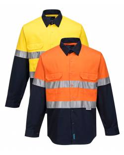 Hi Vis Cotton Drill Shirt, Long Sleeve D/N